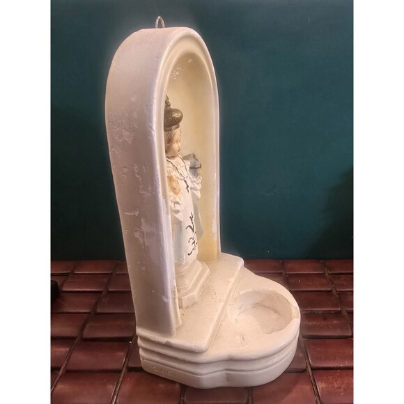 Infant Jesus of Prague Chalkware Holy Water Font Shrine CS Co. 1950 9.5" High - Picture 5 of 6